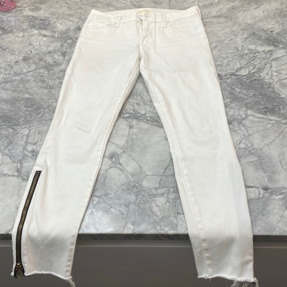 Mother Looker Zip Fray Jeans.